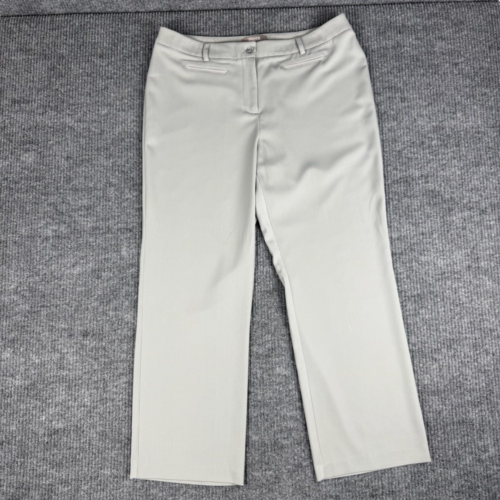 Chicos Pants Womens 2.5/14‎ Short Gray Stretch Wide Leg Office Career Minimalist